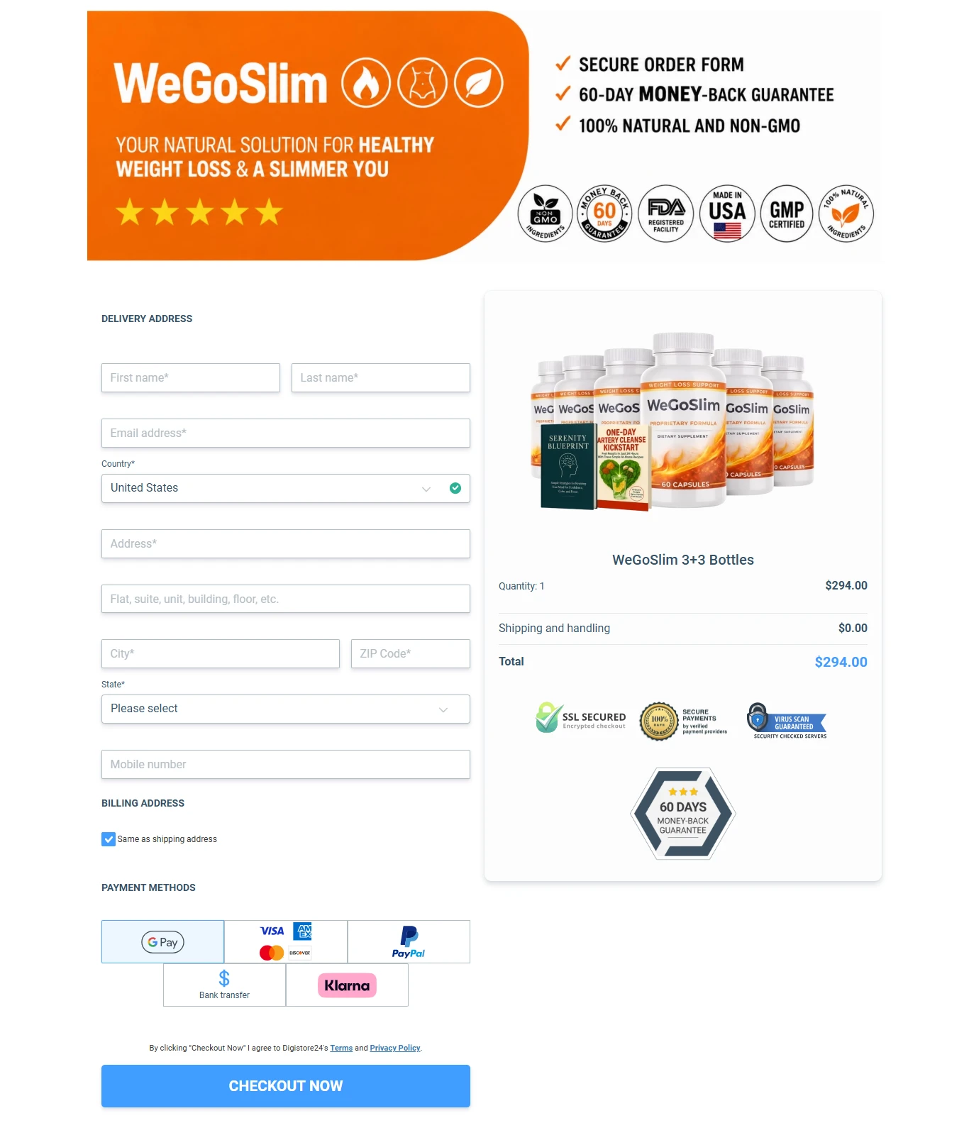WeGoSlim Payment Screen